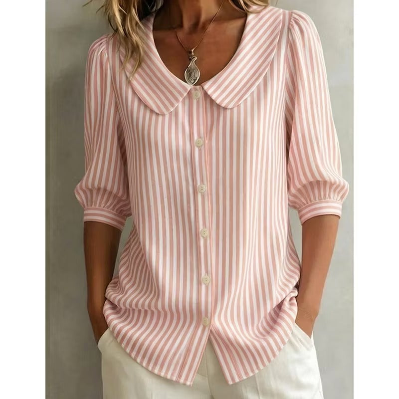 Women's Striped Shirt with Buttons