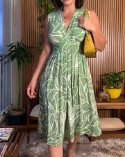 Women's Sleeveless Floral V-Neck Knee-Length Dress