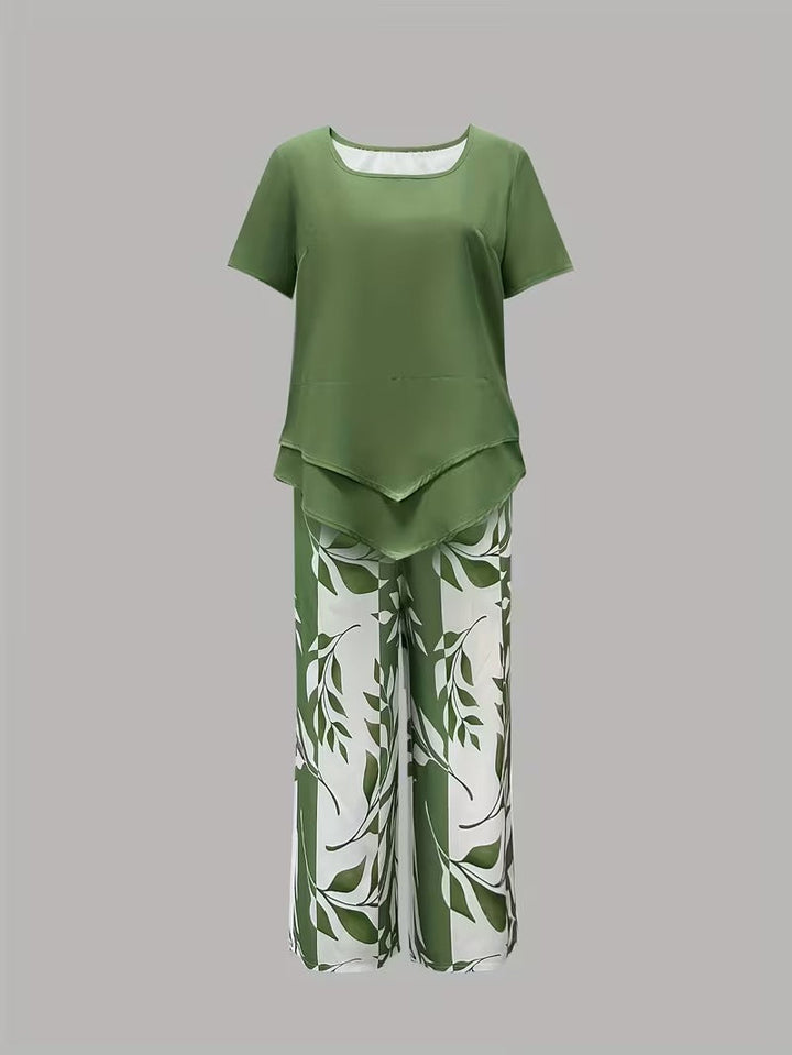 Arvessa™ | Relaxed Leaf Print Two-Piece Ensemble