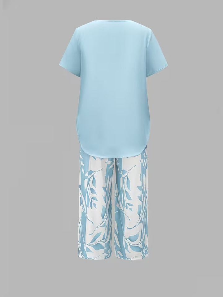 Arvessa™ | Relaxed Leaf Print Two-Piece Ensemble