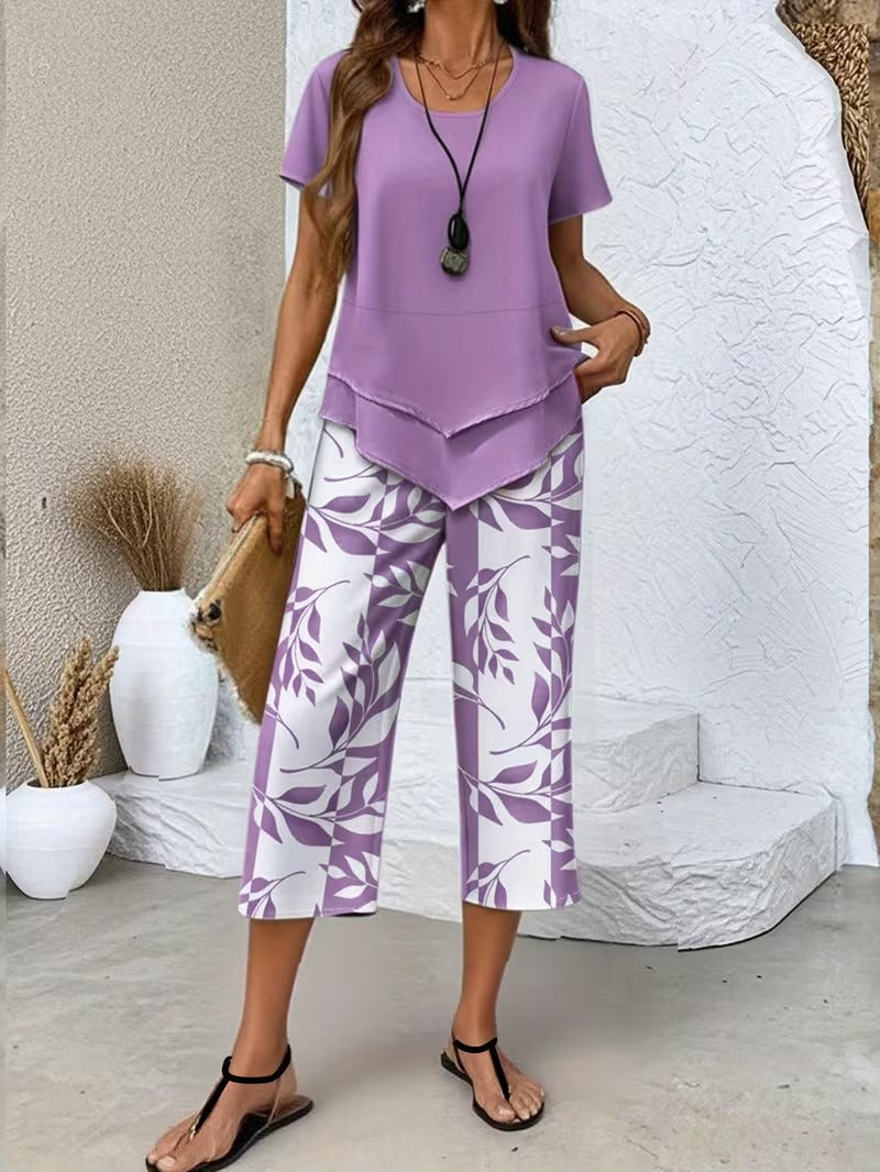 Arvessa™ | Relaxed Leaf Print Two-Piece Ensemble