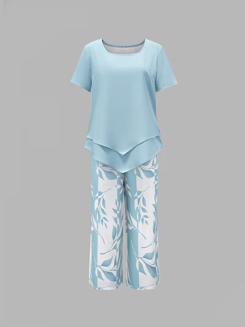 Arvessa™ | Relaxed Leaf Print Two-Piece Ensemble