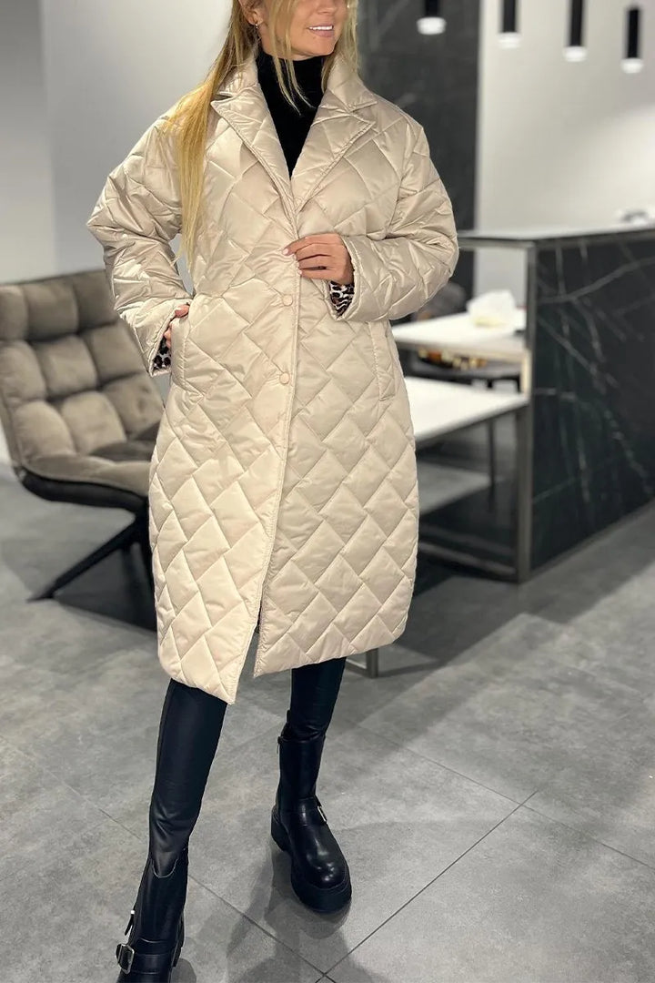 Anais™ - Quilted Coat with Leopard Lining