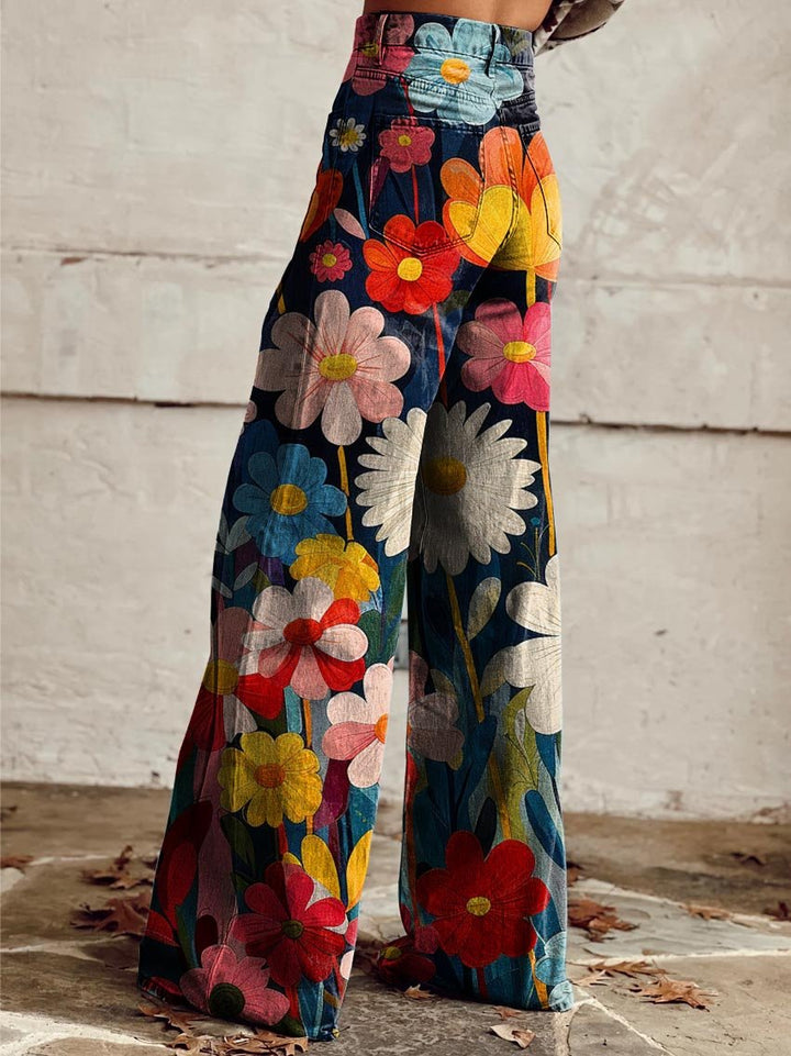 Léna - Floral Pattern Wide Leg Pants