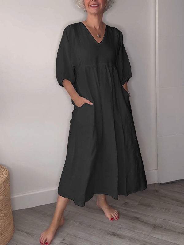 Hestia | Women's Classic Comfort Midi Dress with Pockets
