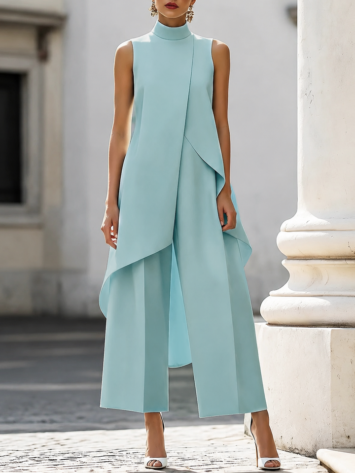 Martina | Women's High Neck Top and Wide-Leg Pants Set