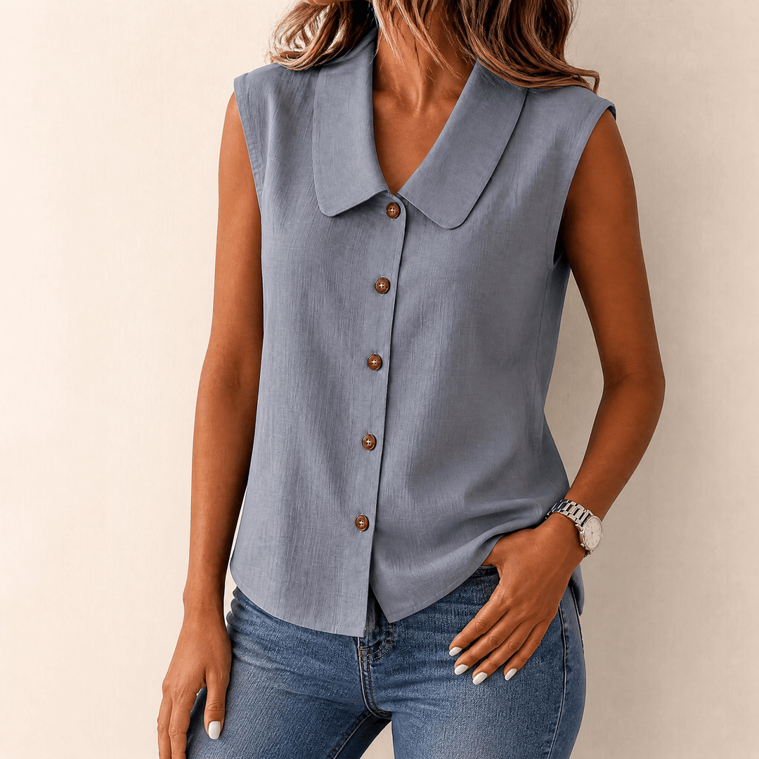 Linora | Women's Sleeveless V-Neck Top with Buttons