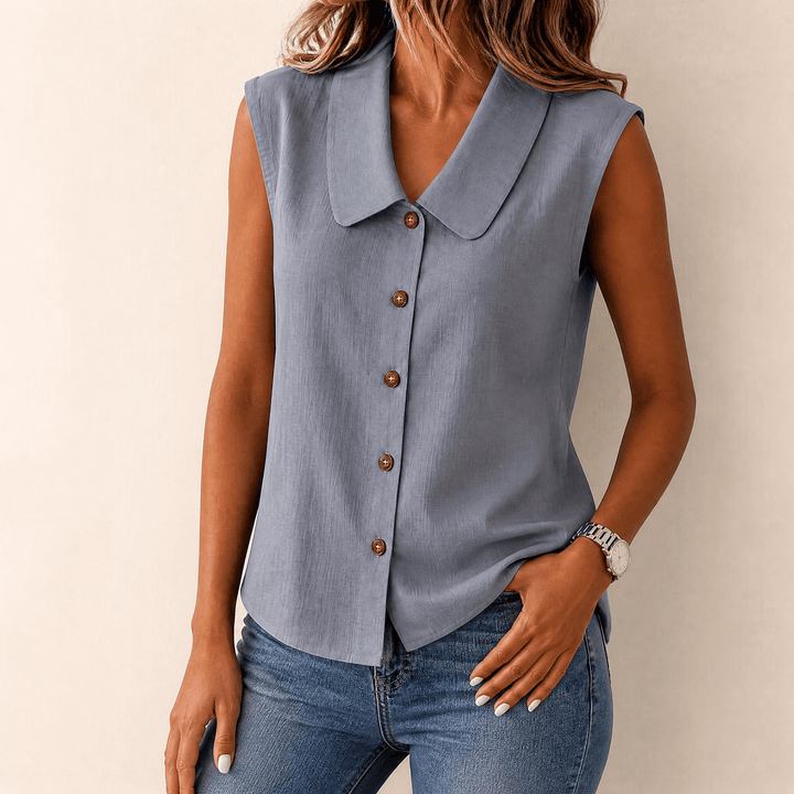 Linora | Women's Sleeveless V-Neck Top with Buttons