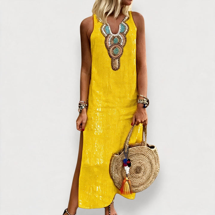Women's Sleeveless Maxi Dress with Side Slit