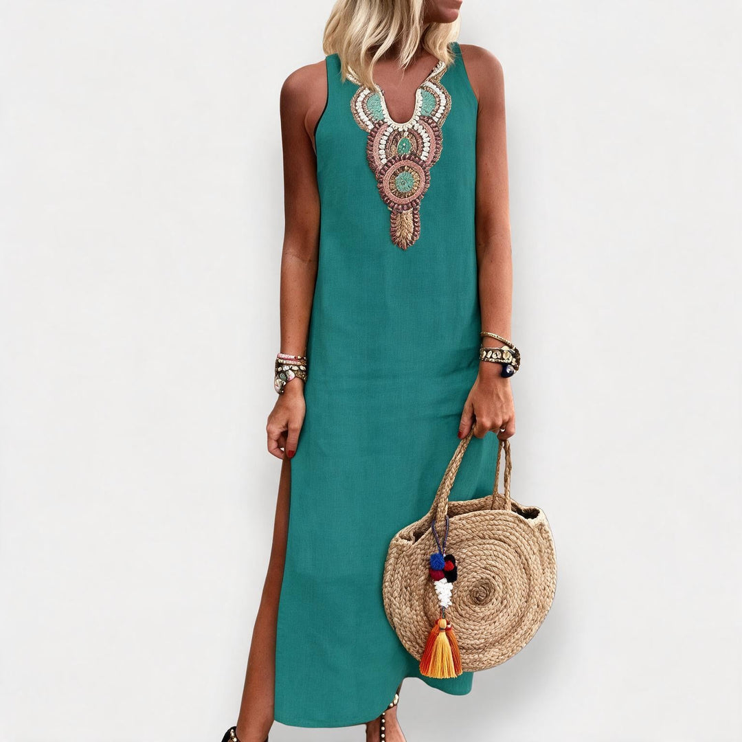 Women's Sleeveless Maxi Dress with Side Slit