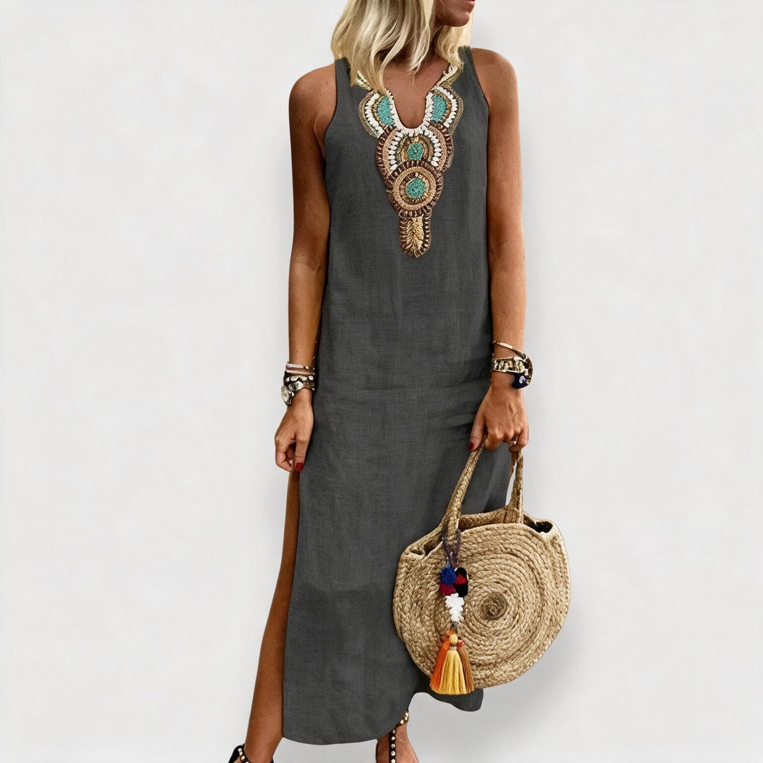 Women's Sleeveless Maxi Dress with Side Slit