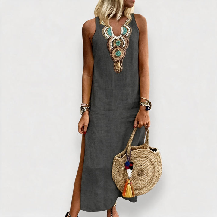 Women's Sleeveless Maxi Dress with Side Slit