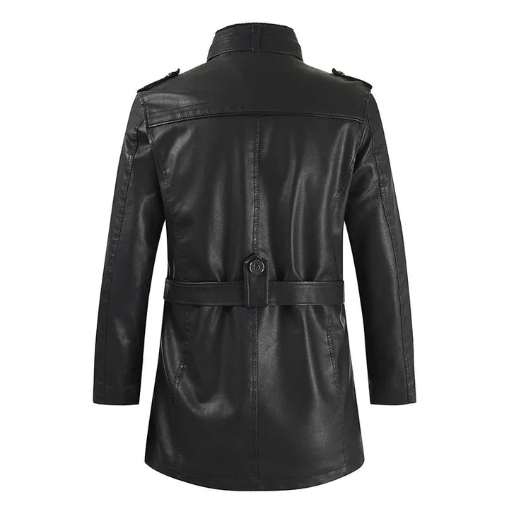 Men's Elegant Long Biker Jacket with Long Sleeve