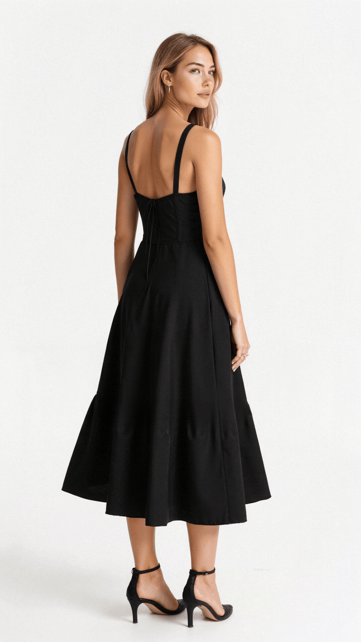 Margaret | Women's Corset Midi Dress with Side Slit