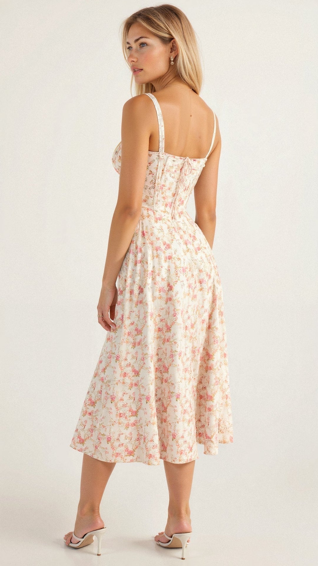 Margaret | Women's Corset Midi Dress with Side Slit