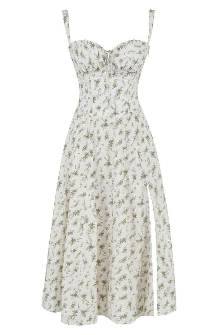 Margaret | Women's Corset Midi Dress with Side Slit