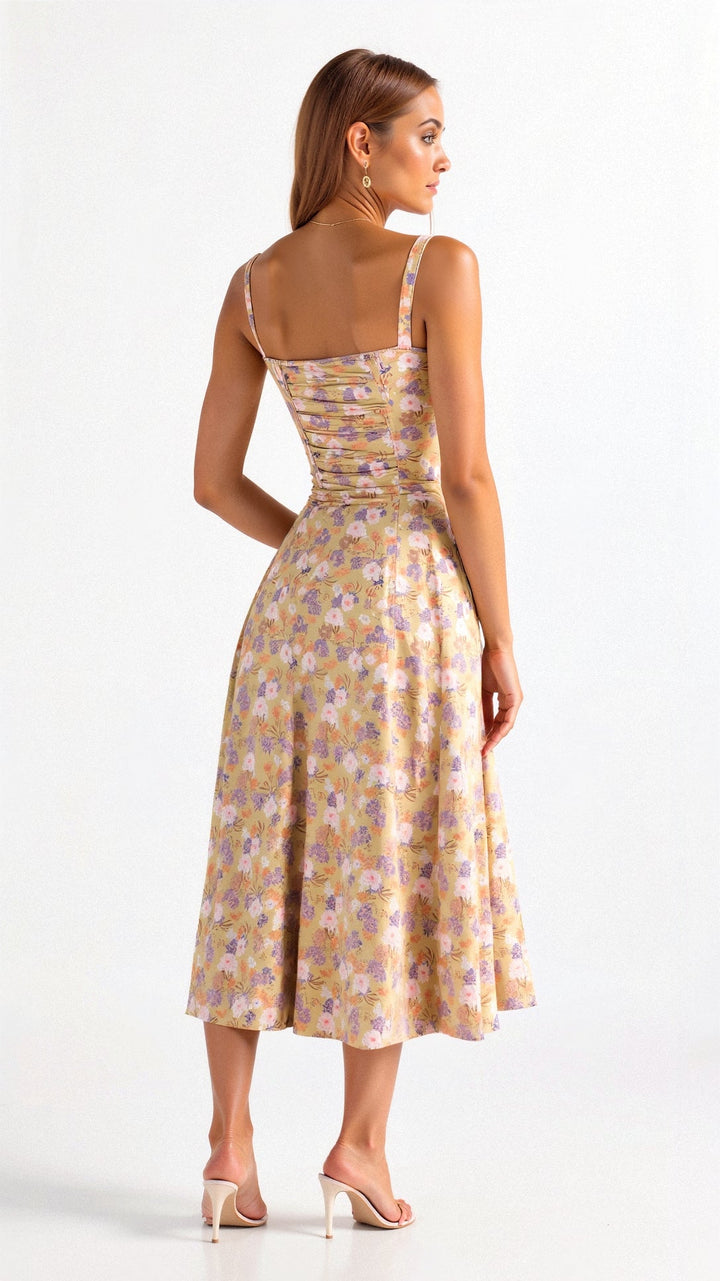 Margaret | Women's Corset Midi Dress with Side Slit