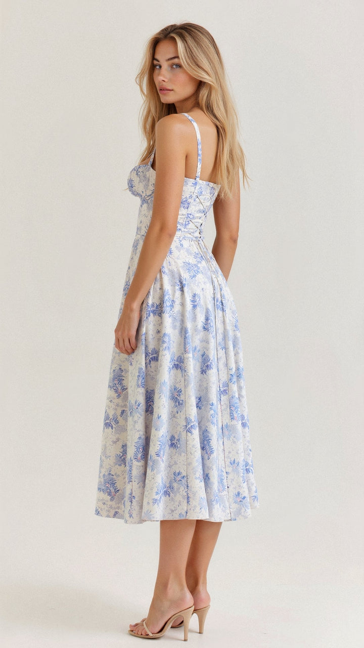 Margaret | Women's Corset Midi Dress with Side Slit