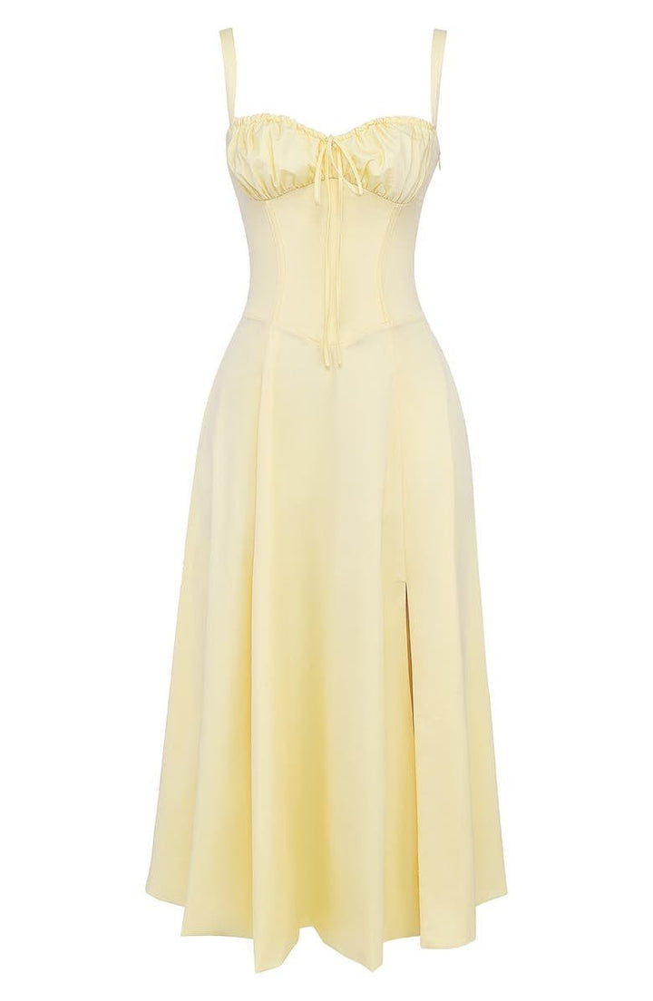 Margaret | Women's Corset Midi Dress with Side Slit