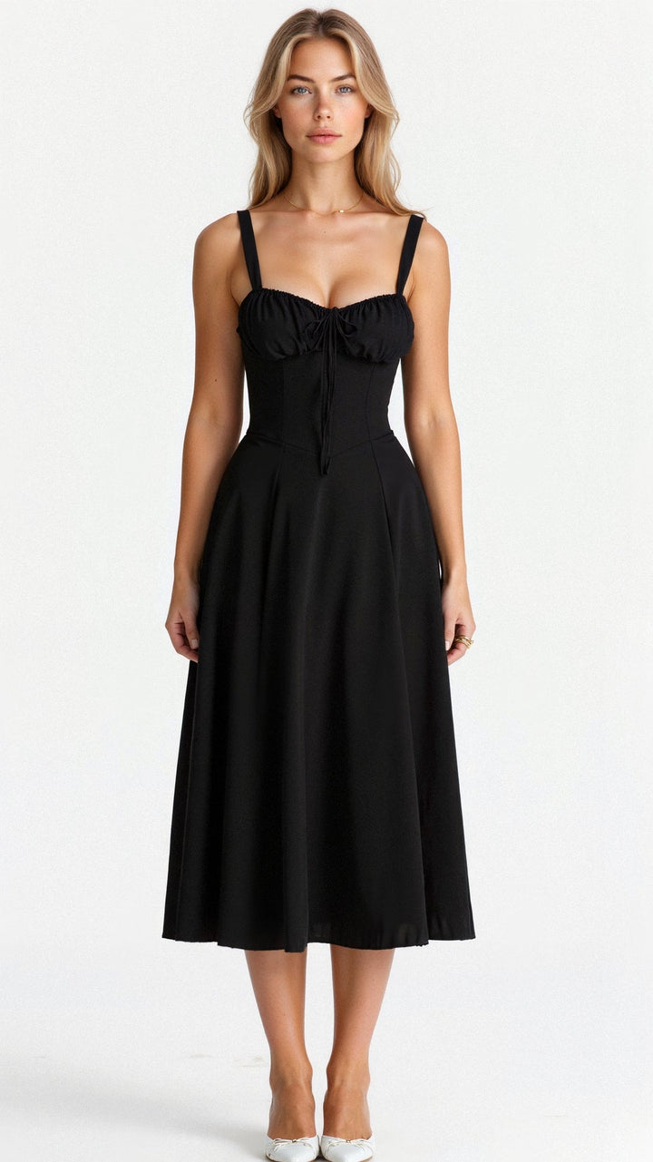 Margaret | Women's Corset Midi Dress with Side Slit