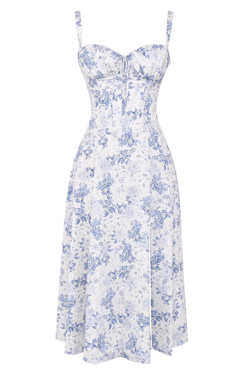 Margaret | Women's Corset Midi Dress with Side Slit