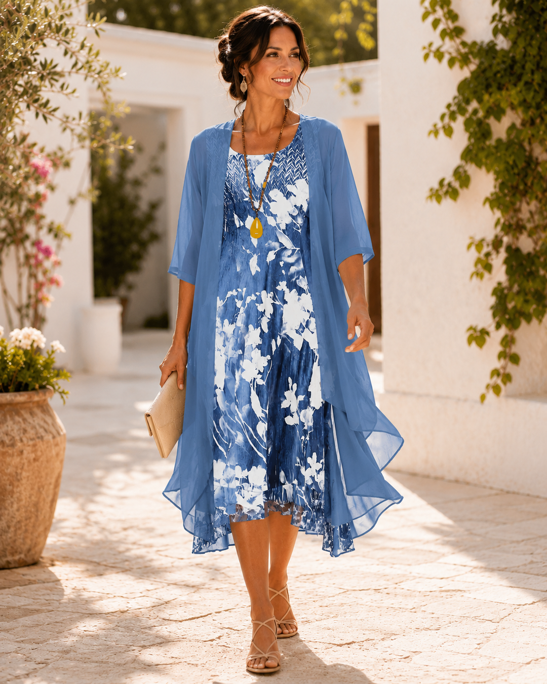 Olivia | Women's Floral Midi Dress with Square Neck