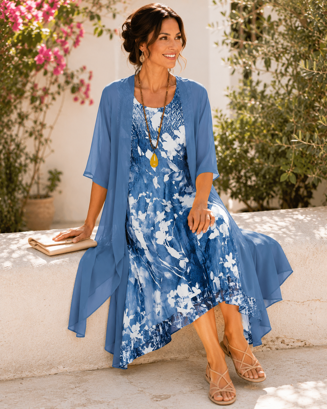 Olivia | Women's Floral Midi Dress with Square Neck