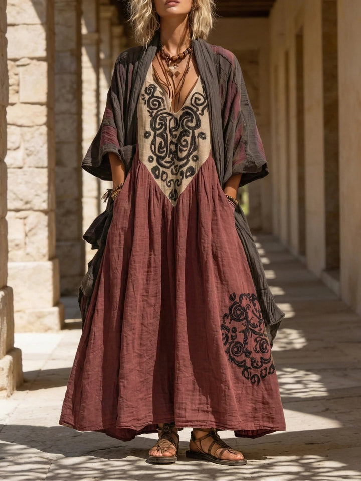 Relaxed Bohemian Linen-Cotton Two-Piece Outfit