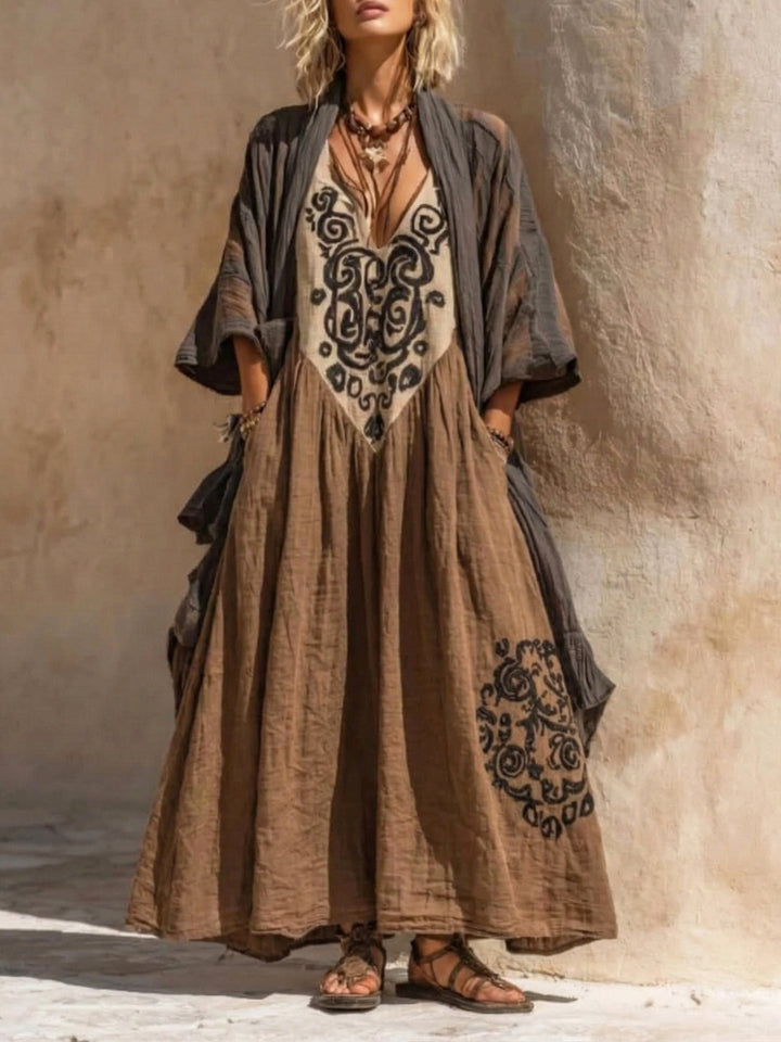 Relaxed Bohemian Linen-Cotton Two-Piece Outfit