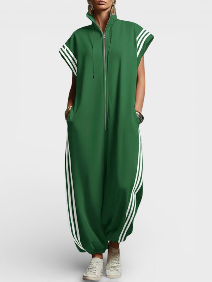 Valentina | Women's Zippered Neck Jumpsuit with Pockets