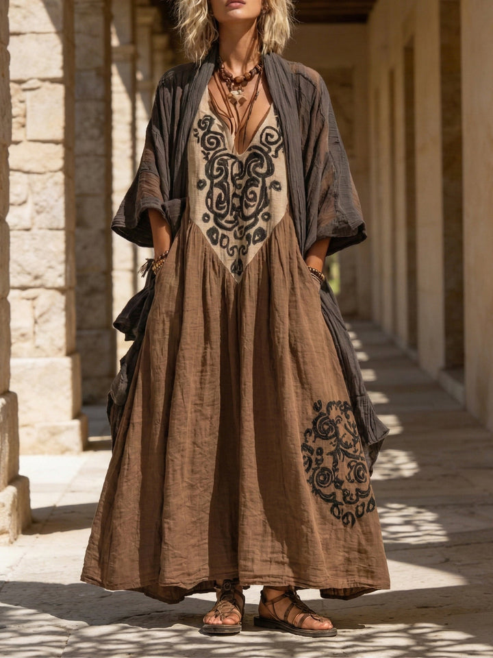 Relaxed Bohemian Linen-Cotton Two-Piece Outfit