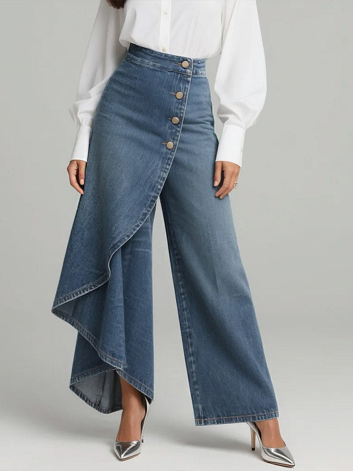 Stylish Women's High-Waisted Wide-Leg Jeans with Relaxed Fit