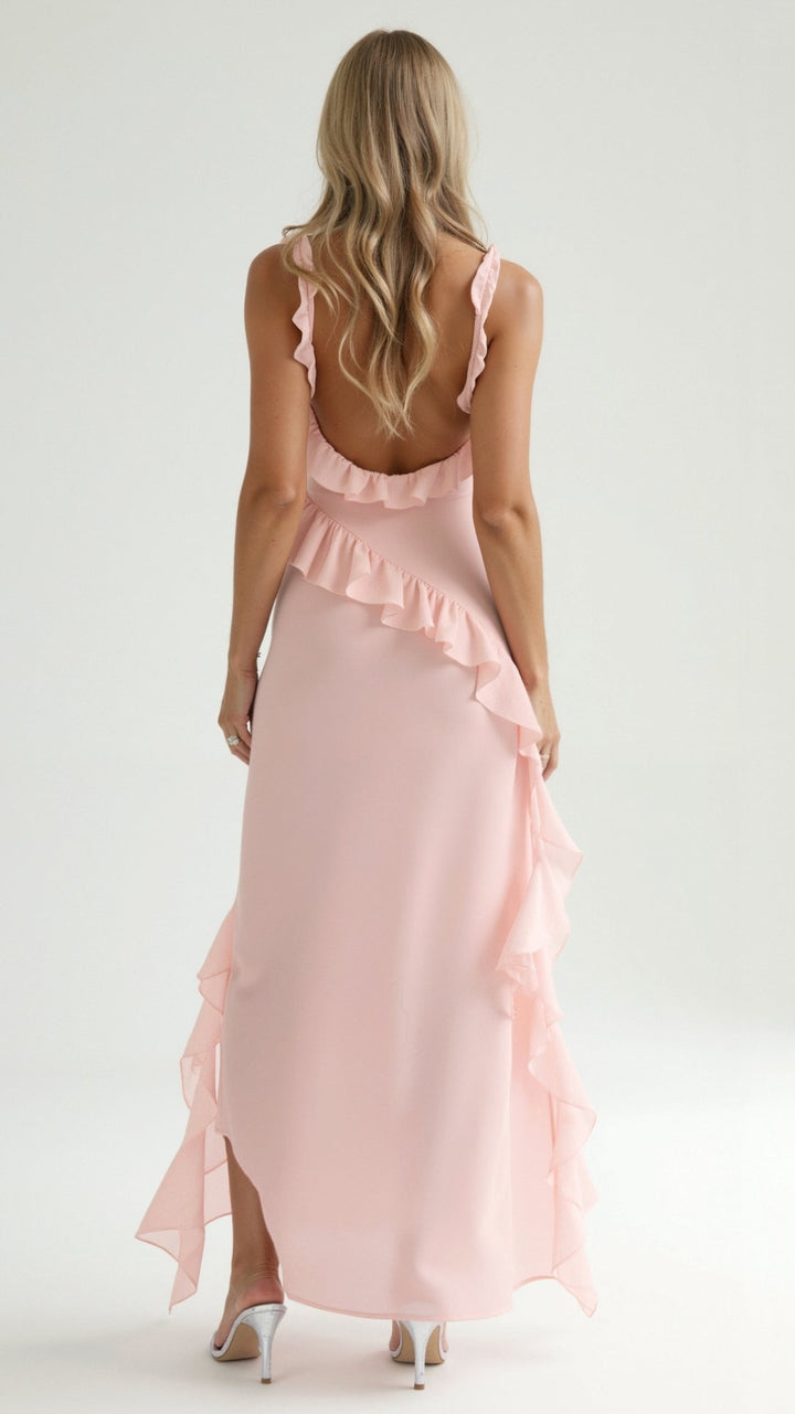 Laura | Women's Ruffled Maxi Dress with Side Slit