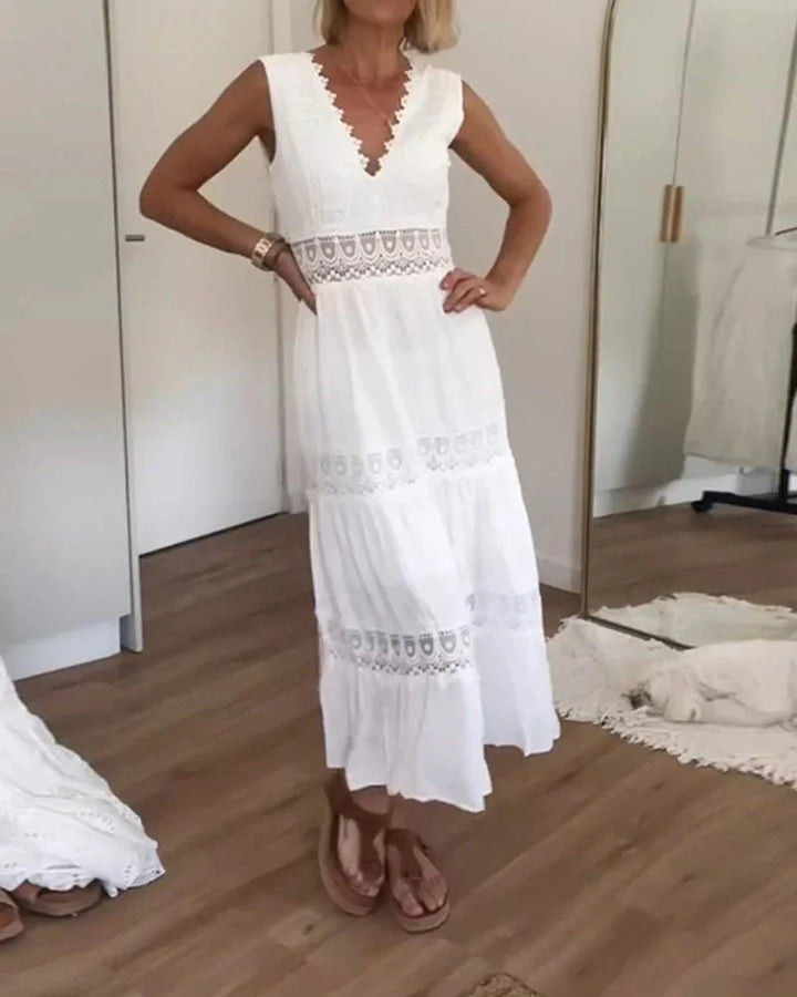 Rosélia | Women's V-Neck Lace Maxi Dress