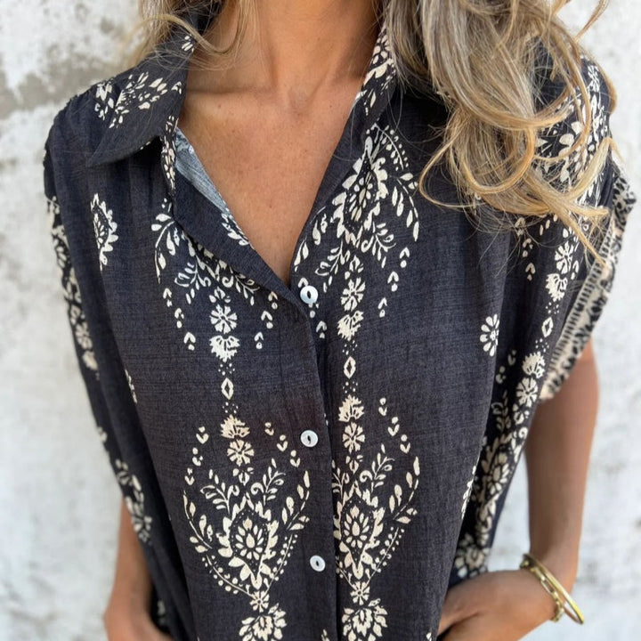 Mica | Women's Vintage Boho Mini Dress with Cap Sleeve