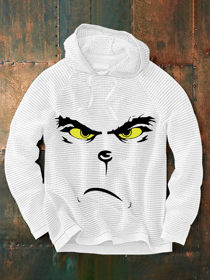 Men's Relaxed Funny Classic Christmas Character Print Casual Hoodie with Drawstring