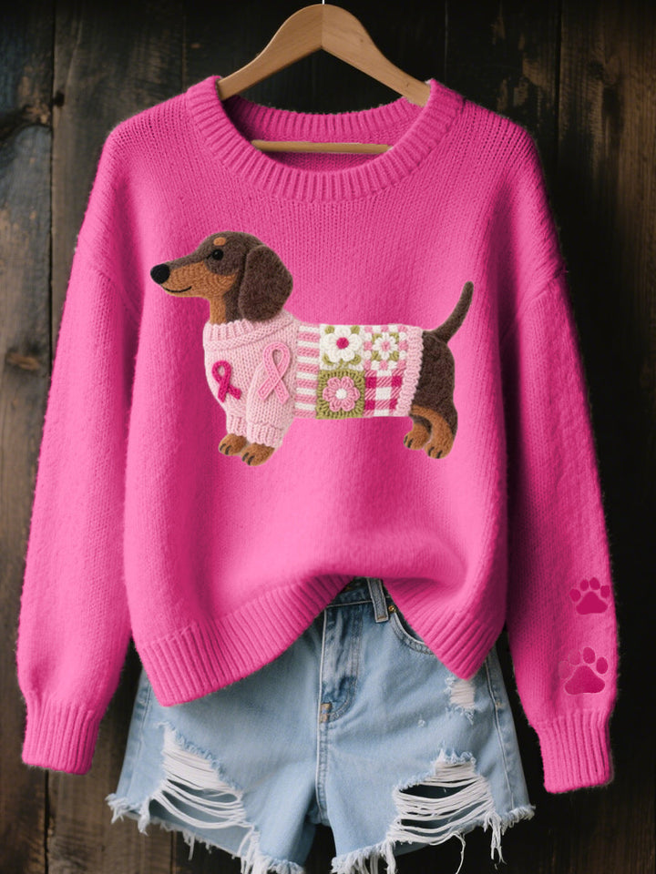 Women's Dachshund Love, Snug Patchwork Jumper
